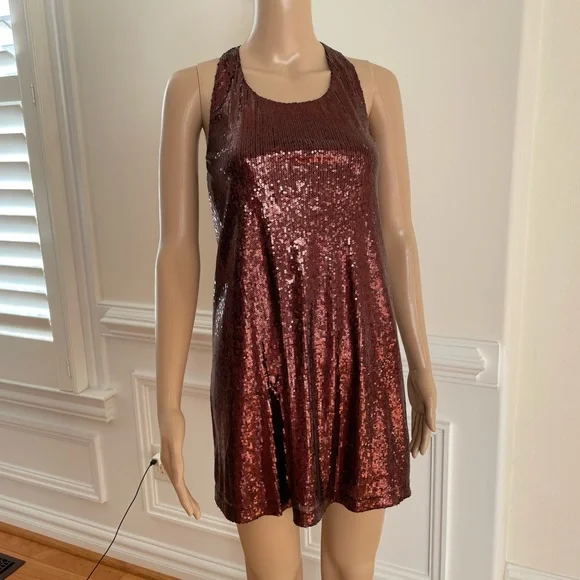 NWT French Connection Sequined Racerback Mini Dress, Size 10 - Picture 1 of 9